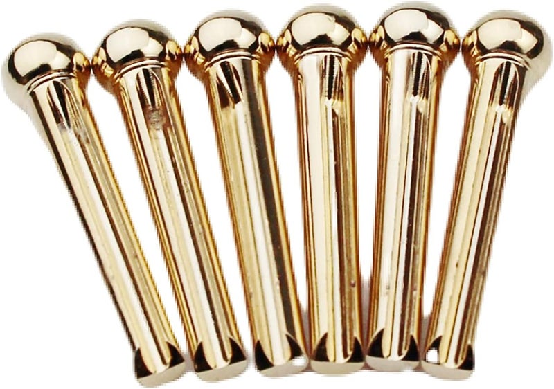 guyker Guitar Bridge Pins, Pure Brass Pins Endpin for 6 Strings Folk Acoustic Guitar Nail Pegs Fixed Cone Replacement Parts High Craftsmanship 1 Set (6 Pcs) - Image 1